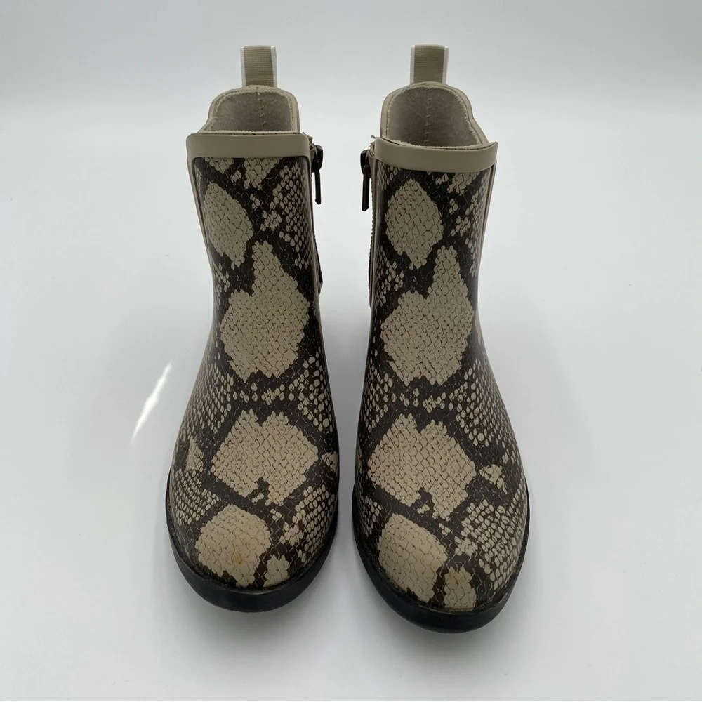 Lucky Brand Basel‎ H20 Snake Print Rubber Rain Boots Ankle Booties Size 7 (NWOT)